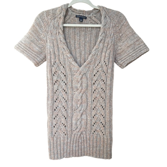 Banana Republic Brown Gray Marled Cable Tunic Sweater XSmall Wool Alpaca EUC - Picture 1 of 10
